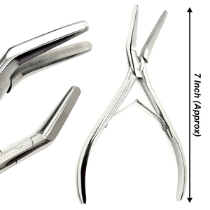 Pince à sertir professionnelle en acier inoxydable de 7 pouces à bout plat pour micro-anneaux, nano-perles et extensions de cheveux GEMSTONE ENTERPRISES - Product Image 1
