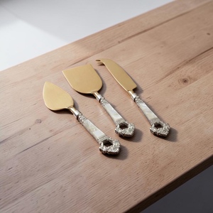 Gold Plated Metal Serving Set Vintage Design Long Handle <b>Mirror</b> Finish Spoons Forks for Wedding - Product Image 2