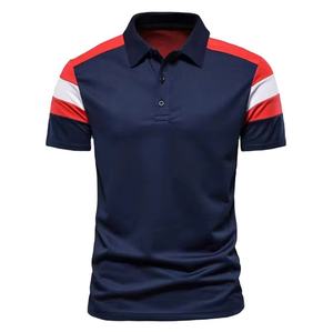 Camiseta de Golf 2026 de Nuevo Diseño para Hombre, Antiarrugas, Tejido de Rizo Sólido, 100% Algodón, de Alto Rendimiento, con Logotipo Personalizado, Azul Marino, Manga Corta - Product Image 1