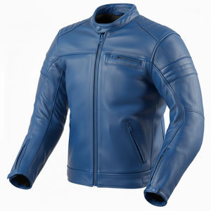 Blouson en cuir pour homme avec capuche en fourrure, style course, pour moto et motard urbain - Product Image 5