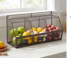Premium Rustic Metal Wire Storage <b>Basket</b> Wall Mounted For Kitchen Organization And Neatening Use Elegant Home Decor - Product Image 5