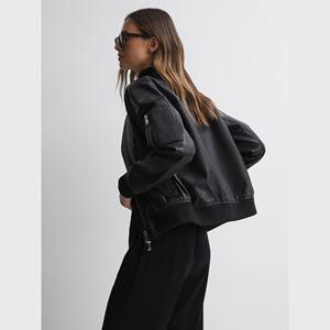 Veste en cuir pour femme, écologique, d'hiver, en cuir de vache uni, courte, imprimée, style motard, avec broderie et bordure en fourrure, imperméable - Product Image 3