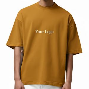 Nouveaux T-shirts Homme Oversize Tendance Épaules Tombantes Col Rond Manches Courtes Coupe Ample 100% Coton Bicolore Hip Hop Logo Personnalisé - Product Image 1