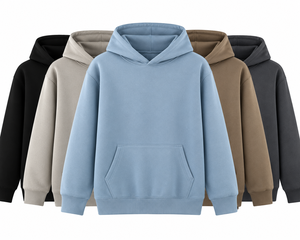 Sweat à capuche décontracté pour homme avec cordon de serrage réglable, design épaules tombantes, devant uni et poignets côtelés - Product Image 5