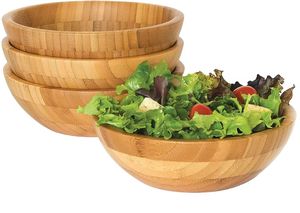 Juego de Tazones para Ensalada de Bambú, Tazones de Madera Natural para Servir, Vajilla Ecológica, Tazón para Frutas, Juego de Vajilla Resistente para Mesa de Comedor - Product Image 2