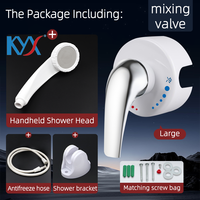 Ensemble de douche mural en plastique avec mitigeur monocommande eau chaude et froide, douchette à main et support de tuyau de douche