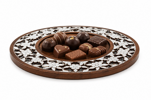 Plateau de service élégant en bois fait main avec mosaïque de nacre – Plat décoratif de luxe pour la maison et la salle à manger - Product Image 3