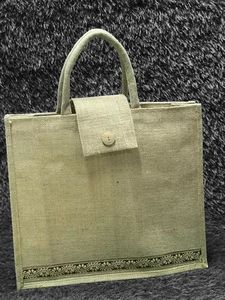 Sac de courses classique en jute laminé avec impression numérique, lavable, pour usage promotionnel et de voyage - Product Image 3