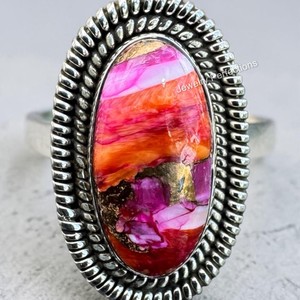 Bague de créateur tendance en argent sterling 925 massif avec dahlia rose et turquoise, pierre précieuse originale, bijoux de soirée, directement de l'usine - Product Image 2