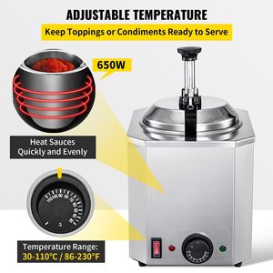 Dispenser per Formaggio in Acciaio Inox da 2,6 Qt con Pompa, Scaldafonduta da 650W, Macchina per Snack da 30 Pollici con Capacità di 2,6 Qt per Scaldare Formaggi - Product Image 5