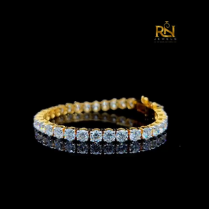 Imperial Round Brilliant Lab Grown Diamond Tennis Bracelet Four Prong Eternity Line Bracelet 9K 14K 18K <b>Solid</b> <b>Gold</b> - Product Image 1