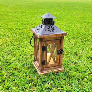 Wooden Rustic <b>Lantern</b> Decorative <b>Candle</b> <b>Lantern</b> with Farmhouse Style for Table Top Mantle Wall Hanging Display - Product Image 5