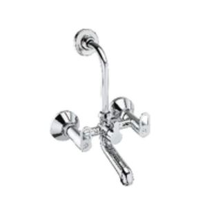 Robinet de lavabo 2-en-1 mural avec courbe en L pour l'aménagement d'une douche suspendue, en acier inoxydable poli, durable - Product Image 1