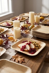Assiettes écologiques en palmier d'arec, 10 pouces, forme carrée, compostables, pour dîner, hôtel et événements de café, lot de 50 pièces, vaisselle 2026 - Product Image 2