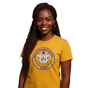 T-shirt personnalisé pour femmes Sigma Gamma Rho, imprimé de lettres grecques, manches courtes, col rond, décontracté, confortable, mode féminine - Product Image 1