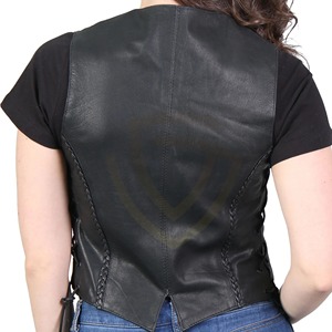 Custom Design Women Leather Vest <b>Motorcycle</b> for Men Fashion Customize Wholesale Solid Color All Size Motorbike Real Leather Vest - Product Image 3
