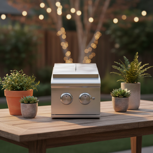 Cuisine extérieure professionnelle intégrée en acier inoxydable avec double brûleur et allumage électronique - Product Image 1