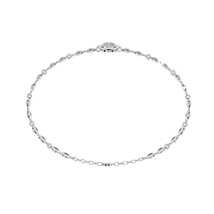 Minimalist Elegant Chain Type 10k 14k White Gold Dia Jewelry for Women | Lab Grown Round Cut Bezel <b>Set</b> Diamond Station Bracelet - Product Image 4
