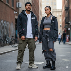 Sudaderas con capucha unisex con cremallera, efecto desgastado por el sol, pedrería personalizada y logotipos bordados con efecto desgastado, hombros caídos, las más demandadas por los clientes - Product Image 6