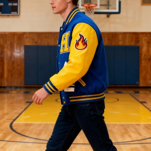 Veste de baseball universitaire en cuir pour homme, logo personnalisé, broderie en tissu éponge, uniforme d'équipe de baseball - Product Image 5