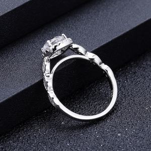 Anillo de cóctel AMBER JEWELS con diseño de hoja moderno, geométrico, con diamante cultivado en laboratorio, estilo hip hop, oro macizo de 14K, engaste de púas, certificado IGI - Product Image 2