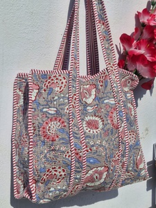 FABRICATEFIZZ Vintage Lightweight <b>Quilted</b> Cotton Tote Bag Handmade Shoulder <b>Handbag</b> Shopping Travel Beach OEM ODM Wholesale - Product Image 3