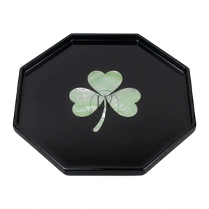 Artículo más popular: Bandeja de café lacada a mano con diseño de trébol de Capiz, artículos para la fiesta del Día de San Patricio de Vietnam - Product Image 1