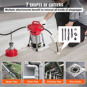 Macchina Elettrica per Pulizia Scarichi da 250W con Cavi in Acciaio da 66FT x 5/8 Pollici, Alimentazione Manuale, 2 Cavi Sezionali - Product Image 4