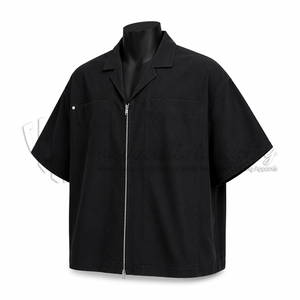 Chaqueta Negra de Manga Corta con Cierre para Hombre, Chaqueta de Trabajo, Sobrecamisa Casual, Personalizable OEM ODM al por Mayor - Product Image 3