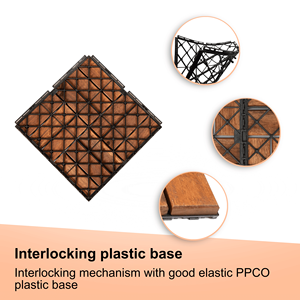 Piastrelle per Pavimenti Esterni in Legno di Acacia, 10 Pezzi, 30x30 cm, Motivo a Scacchi, Marrone, per Patio e Terrazze - Product Image 3