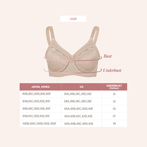 Soutien-gorge minimisateur CLIVIA respirant à maintien élevé, couvrance totale, dentelle florale, avec armatures, non rembourré, pour femme, grandes tailles, anti-affaissement - Product Image 6