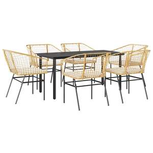 Conjunto de comedor de jardín de 6 plazas en ratán sintético marrón - Product Image 2