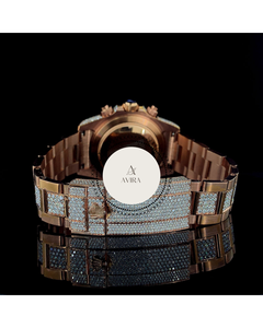 Reloj de Pulsera con Esfera Arcoíris Estilo Presidencial, Diamantes Moissanite, Movimiento Japonés, Tono Oro Amarillo, Correa de Acero Inoxidable para Hombre - Product Image 5