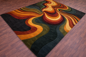 Alfombra de lana ondulada color marrón óxido, hecha a mano, con diseño abstracto, estilo ecológico, para sala de estar y decoración infantil, precio de fábrica. - Product Image 2