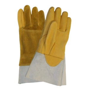 ถุงมือเชื่อมหนังวัวแท้คุณภาพพรีเมียมเสริมความแข็งแรง สำหรับงานอุตสาหกรรม ป้องกันมือสำหรับช่างเชื่อม - Product Image 1
