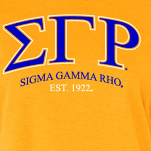 Camiseta informal amarilla de manga corta para mujer con letras griegas de la hermandad Sigma Gamma Rho, diseño personalizado de última edición - Product Image 5