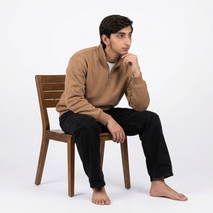 Sweat-shirt personnalisé pour homme avec fermeture éclair quart de tour, en mélange de coton et polaire brossée, coupe classique, col montant, vêtement de sport décontracté - Product Image 3