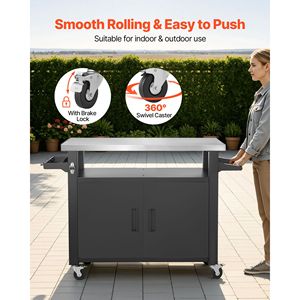Carrello per Barbecue da Esterno da 53,1 Pollici con Armadietto Portaoggetti, Isola Cucina Impermeabile in Acciaio Inossidabile - Product Image 6