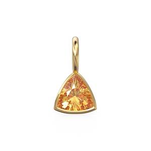 Citrine 5mm 14k Yellow <b>Solid</b> <b>Gold</b> Charm <b>Pendant</b> Bezel Jewelry Finding / November Birthstone / Trillion Cut Yellow Gemstone / - Product Image 1