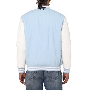 Veste universitaire en laine pour homme, style streetwear, personnalisable OEM, hiver, 100% laine, avec patch brodé en chenille et manches en cuir véritable - Product Image 2