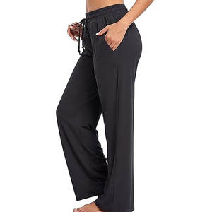 Pantalones deportivos y pantalones de yoga para mujer con bolsillos, pantalones anchos con cordón para mujer, pijamas cómodos - Product Image 1