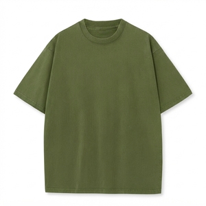 เสื้อยืดคอกลมแขนสั้นโอเวอร์ไซซ์สีชมพูสำหรับผู้ชายลำลองสีทึบผ้าคอตตอนพอดีตัว - Product Image 2