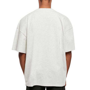 เสื้อยืดคอกลมแขนสั้นทรงโอเวอร์ไซส์สำหรับผู้ชาย ผ้าฝ้ายเจอร์ซีย์ 100% สีพื้น ทรงลำลอง ความยาวปกติ ดีไซน์เรียบง่าย - Product Image 3