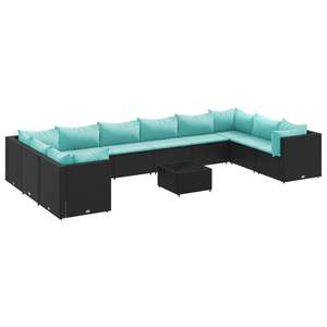 Conjunto de Muebles de Jardín de 11 Piezas en Ratán Sintético Negro con Cojines para Descanso en el Patio - Product Image 2