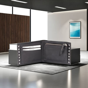 รอยา กระเป๋าสตางค์หนังแท้ลายเรขาคณิตสำหรับทุกเพศ ดีไซน์บางเฉียบ ป้องกัน RFID ผลิตจากโพลีเอสเตอร์อเนกประสงค์แบบเปิด - Product Image 5