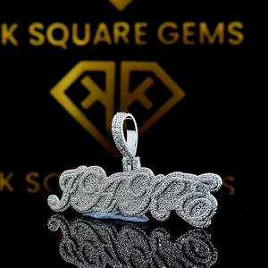 Pendentif Hip Hop Personnalisé pour Enfants et Hommes avec Moissanite en Argent Sterling 925, Lettres Majuscules, Design Glacé, Nouveauté - Product Image 4