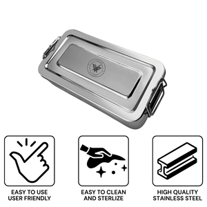 Caja de Instrumentos Manual de Acero Inoxidable 5.5x12x2 Pulgadas con Tapa, Cerradura y Asa, Bandeja de Almacenamiento para Esterilización Quirúrgica, UCI, Hospital, Primeros Auxilios - Product Image 6