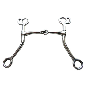 Mors de cheval en acier inoxydable avec sangles en cuir noir et anneaux métalliques, équipement d'équitation - Product Image 5