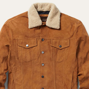 Customizable Classic Style <b>Suede</b> Leather <b>Jacket</b> Stand Front Eco-Friendly Durable Comfortable Construction Suitable for Daily - Product Image 2