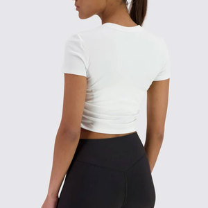 Top Deportivo de Yoga para Mujer, Precio Bajo, Alta Calidad, Manga Corta, Color Sólido, Ecológico, Alta Elasticidad, Camiseta Deportiva - Product Image 2